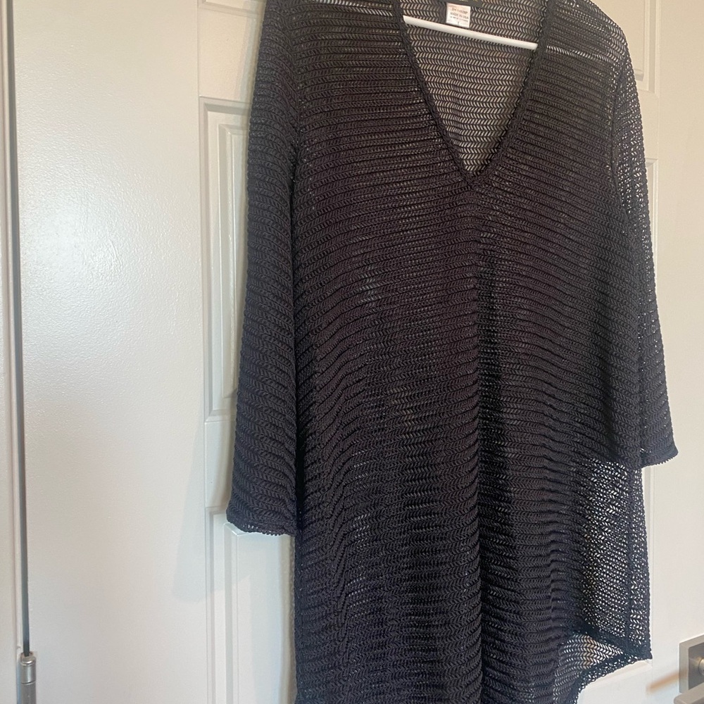 Jordan Taylor Black Mesh Knit Cover Up Top
